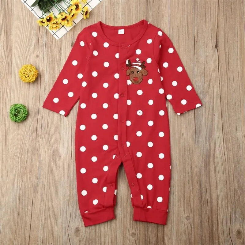 Baby Christmas Outfit - Printed Long Sleeve One-Piece Xmas Romper for Newborn Boys and Girls