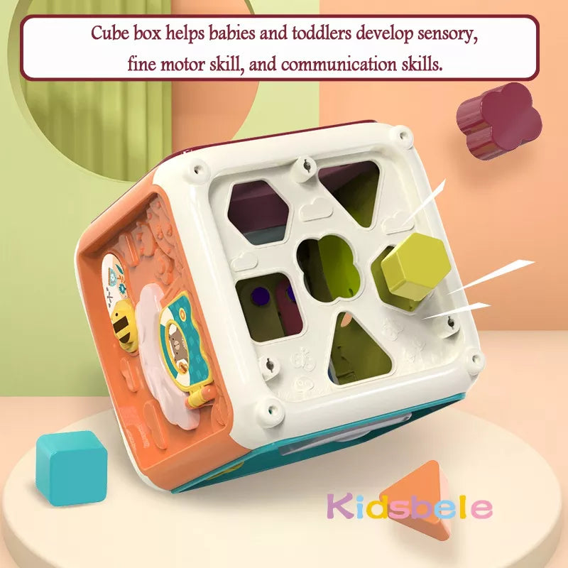 7-in-1 Baby Activity Cube - Educational Shape Sorter, Musical Toy, Bead Maze, and More for Kids' Learning