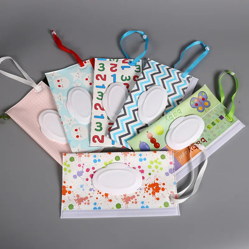 Reusable Baby Wet Wipe Pouch - Portable Eco-Friendly Wipes Dispenser for Travel, Keeps Wipes Moist