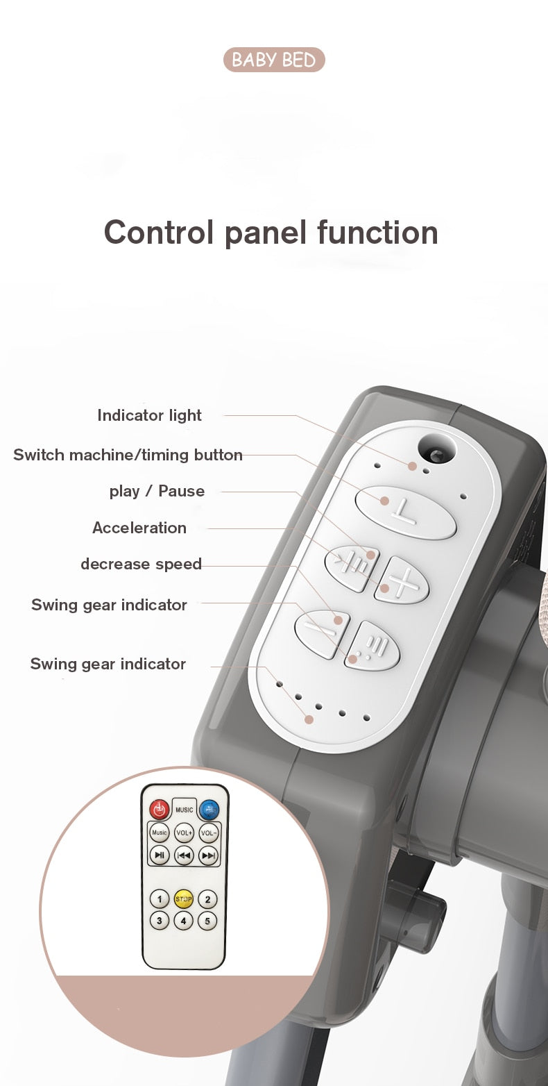 Premium Electric Cradle: Safe and Stylish Metal Baby Cradle from Mainland China