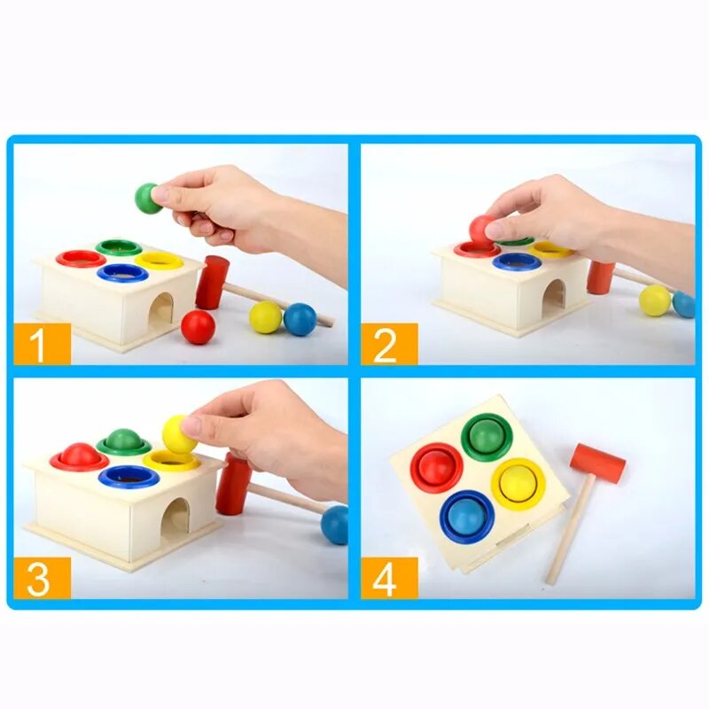 Montessori Wooden Ball Hammer Puzzles: Educational Learning Toy for Kids