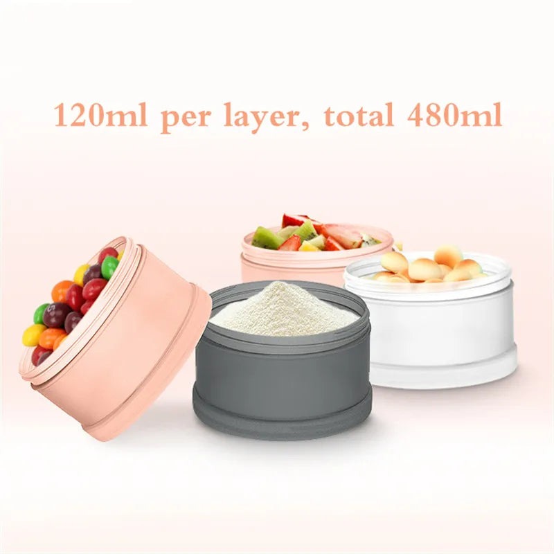 Smart Stackable Baby Milk Powder Dispenser - 4 Compartments - Non-Spill Travel Storage Container