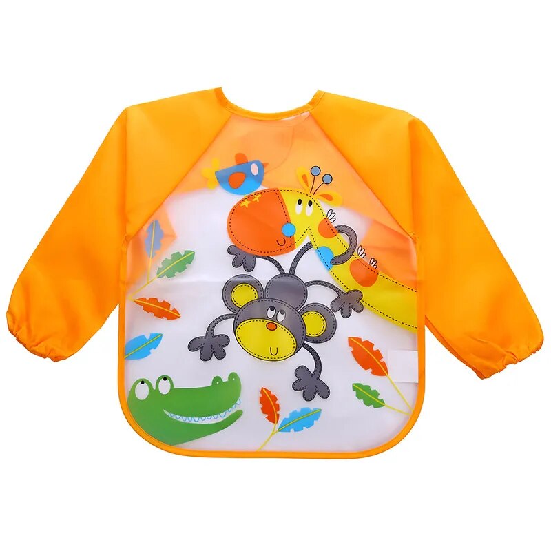 Cute Full-Sleeved Waterproof Baby Bibs - Feeding Bibs for Boys and Girls