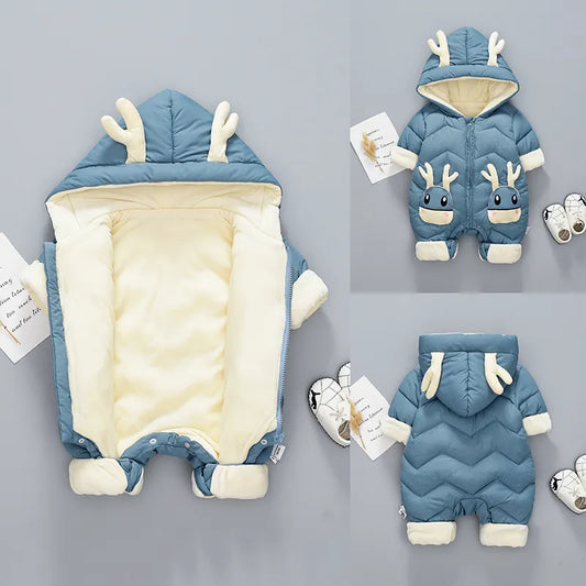 Baby Winter Snowsuit - Plus Velvet Thick Baby Boys Jumpsuit, 0-2 Years Newborn Romper, Baby Girls Overalls, Toddler Coat