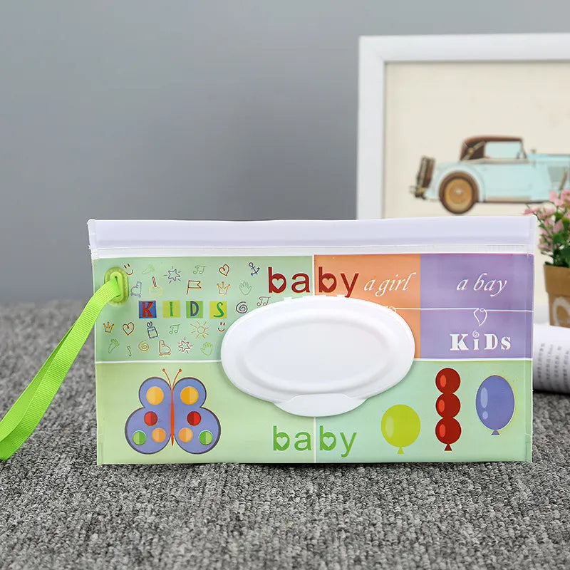 Reusable Baby Wet Wipe Pouch - Portable Eco-Friendly Wipes Dispenser for Travel, Keeps Wipes Moist