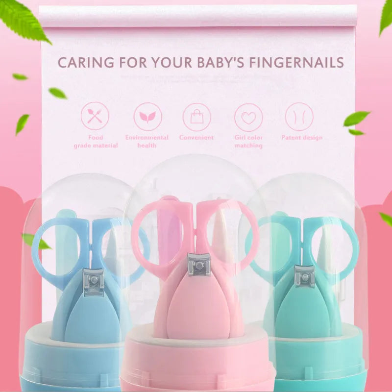 4-Piece Baby Nail Clipper Care Set: Scissors, Trimmer, File with Storage Box