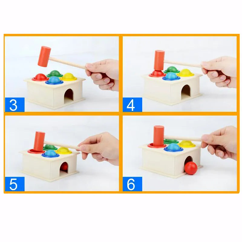 Montessori Wooden Ball Hammer Puzzles: Educational Learning Toy for Kids