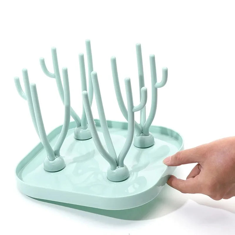 Baby Bottle Drying Rack - Tree Shape Feeding Cup Holder with Removable Storage Shelf for Pacifiers and Accessories