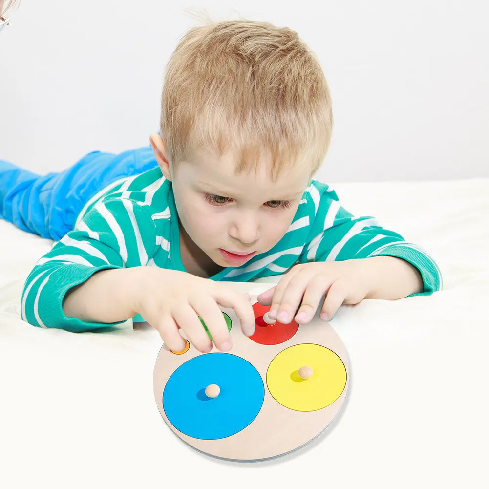 Geometric Shape Wooden Jigsaw Puzzle for Kids Three-Dimensional Hand Grabbing Board Children Early Educational Toys