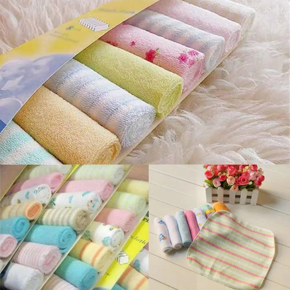 Set of 8 Muslin Cotton Newborn Baby Towels - Soft, Versatile, and Gentle on Baby's Skin