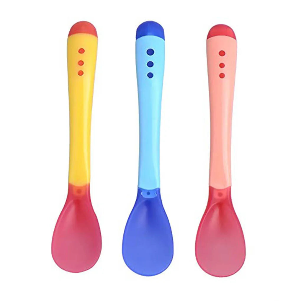 3-Piece Heat-Sensitive Baby Spoon Set - Safe & Fun Infant Feeding Utensils