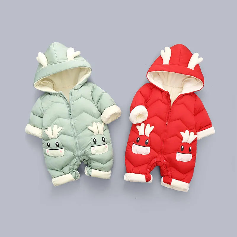 Baby Winter Snowsuit - Plus Velvet Thick Baby Boys Jumpsuit, 0-2 Years Newborn Romper, Baby Girls Overalls, Toddler Coat