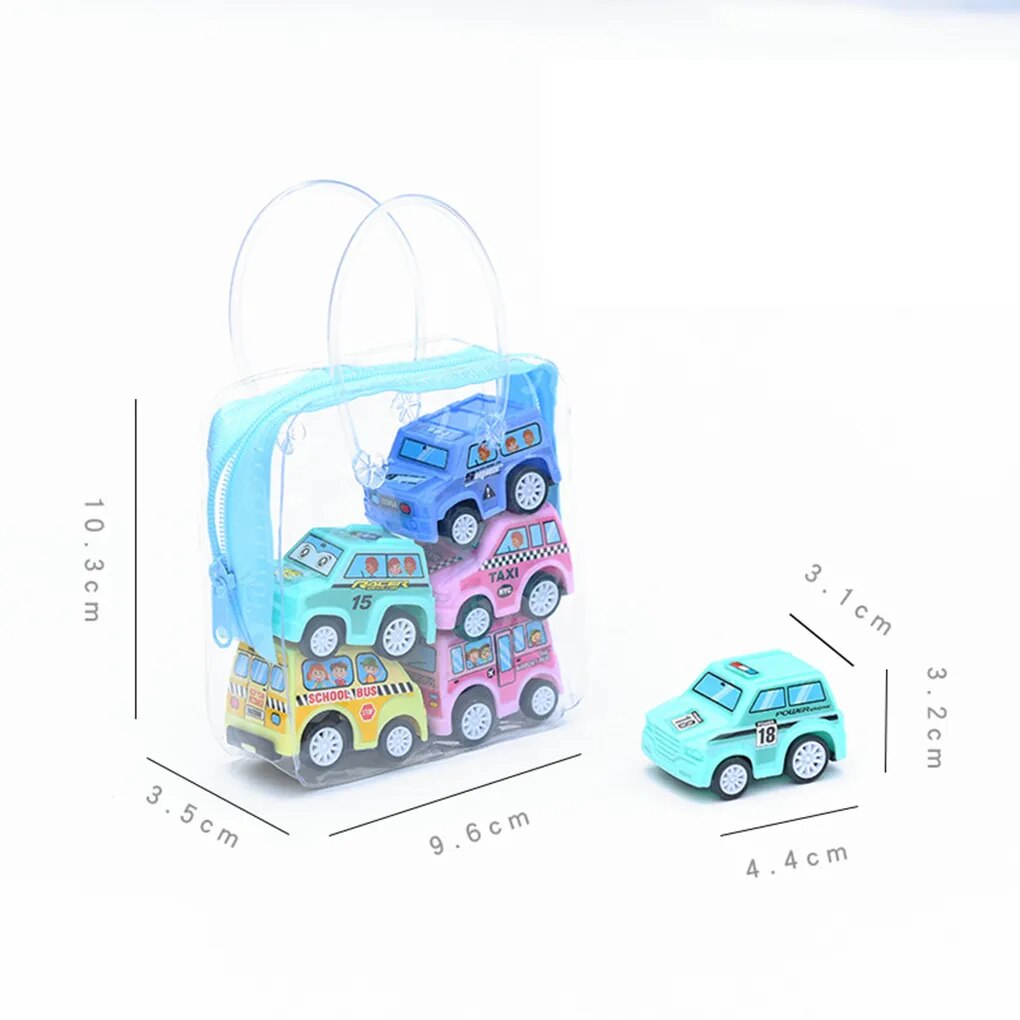 6pcs/set Children Mini Pull Back Car Toy Construction Vehicle Fire Truck Model Set Boys Birthday Holiday Gift