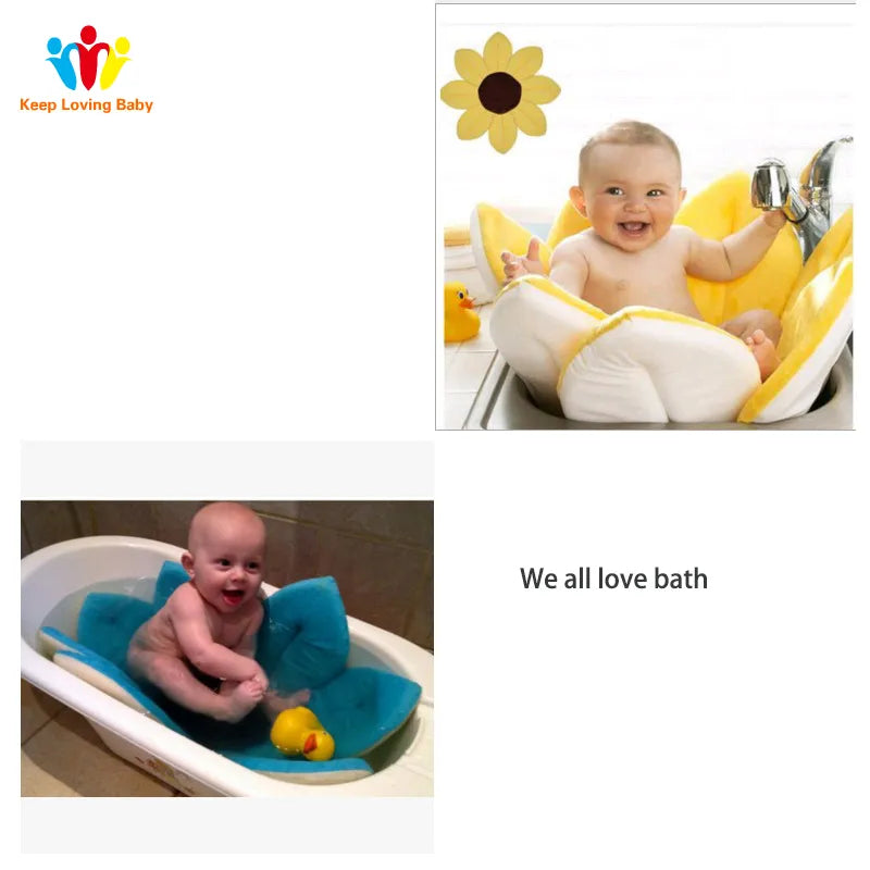 Baby Bath Tub Seat: Foldable Lotus Flower Design for Newborns with Soft Cushion Skin Pad