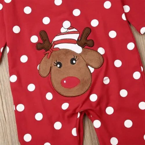 Baby Christmas Outfit - Printed Long Sleeve One-Piece Xmas Romper for Newborn Boys and Girls
