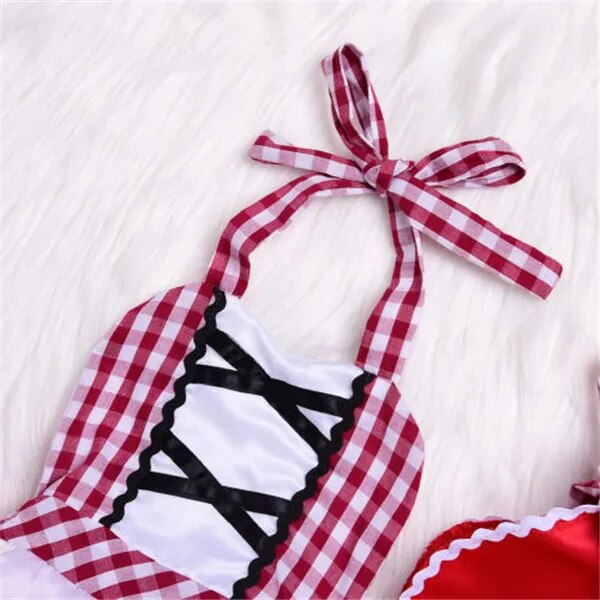 Little Red Riding Hood Costume - Newborn Baby Girls Halter Tutu Romper Dress with Red Cloak