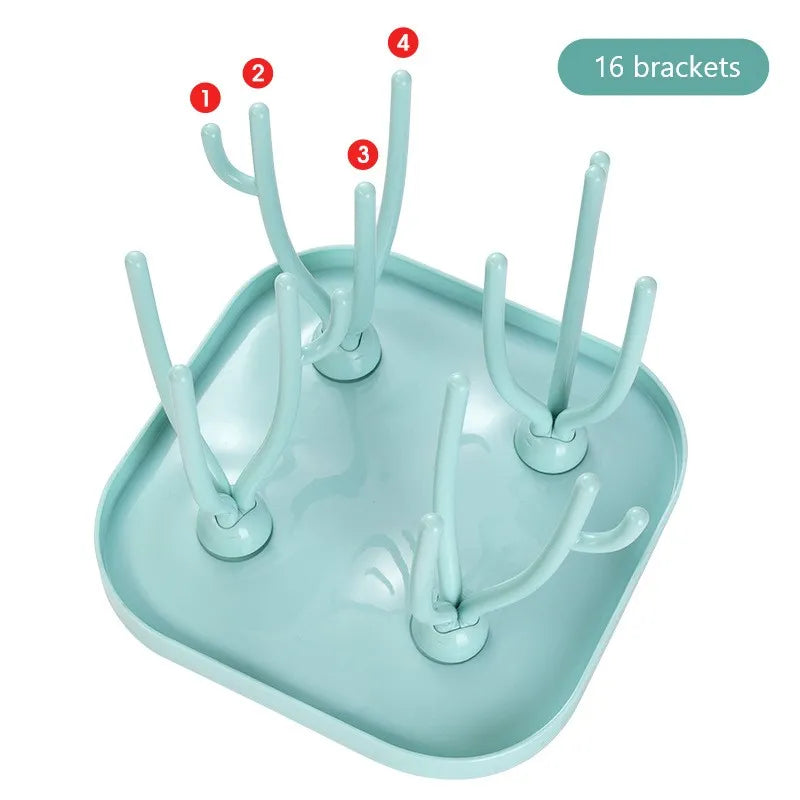 Baby Bottle Drying Rack - Tree Shape Feeding Cup Holder with Removable Storage Shelf for Pacifiers and Accessories