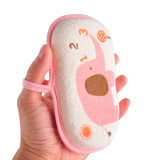 Cartoon Elephant Baby Bath Sponge - Soft Infant Toddler Body Wash Towel