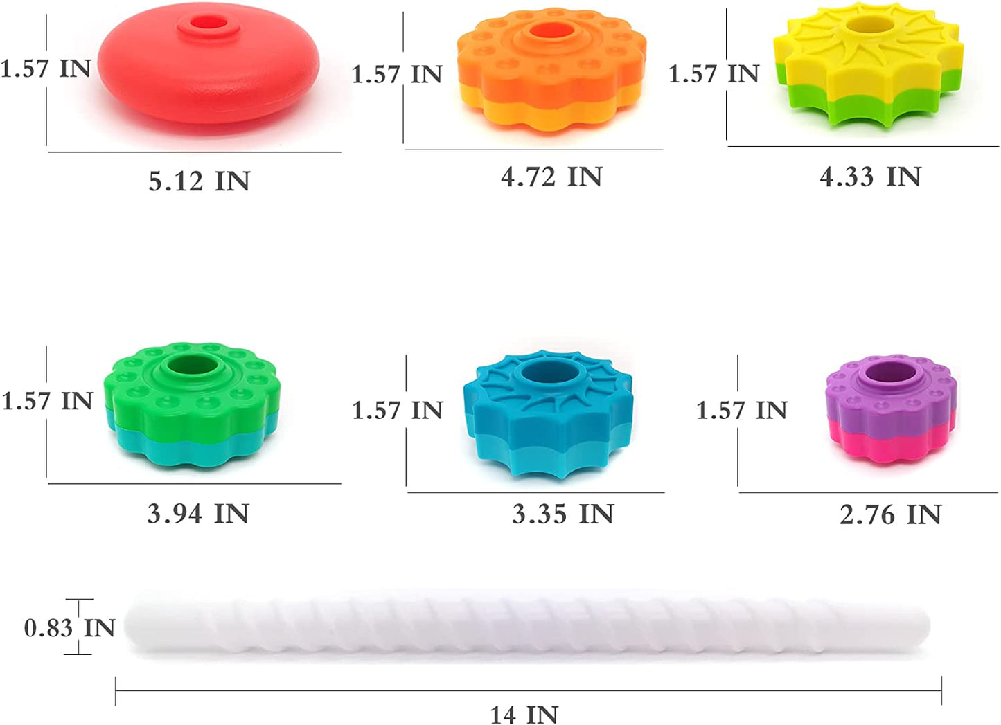 Spinning and Stacking Toy: Rainbow Spin Tower for Toddler Learning and Sensory Exploration