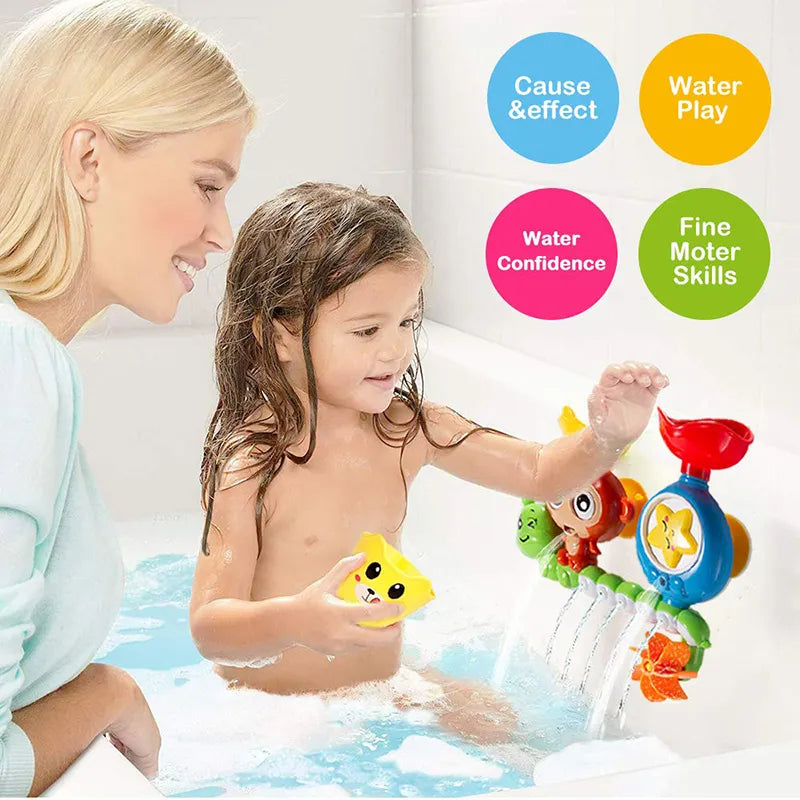 Monkey and Caterpillar Baby Bath Toy with Wall Suction Cup Track - Fun Water Games for Children