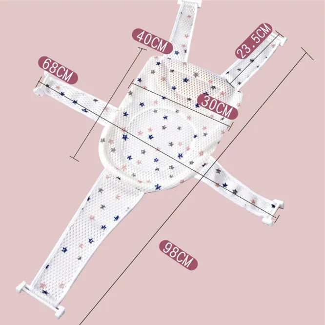 Adjustable Newborn Bathtub Pillow Seat Cushion - Cross-Shaped Anti-Slip Baby Bath Net Mat, Children Bathtub Shower Cradle Bed Seat