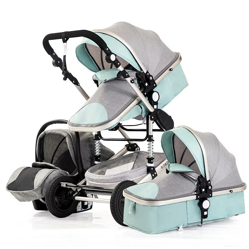 Warm House 3-in-1 Baby Stroller - Foldable, Travel-Friendly & Shock Absorbing