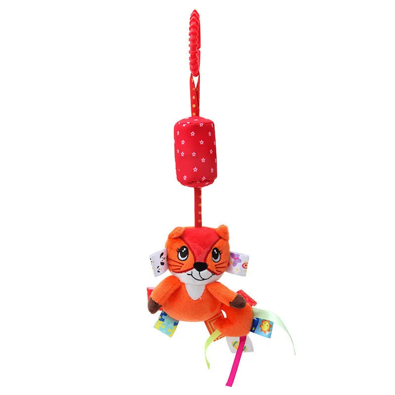 Soft Sensory Hanging Rattles - Plush Animals for Stroller, Crib, and Teething - Babies and Toddlers