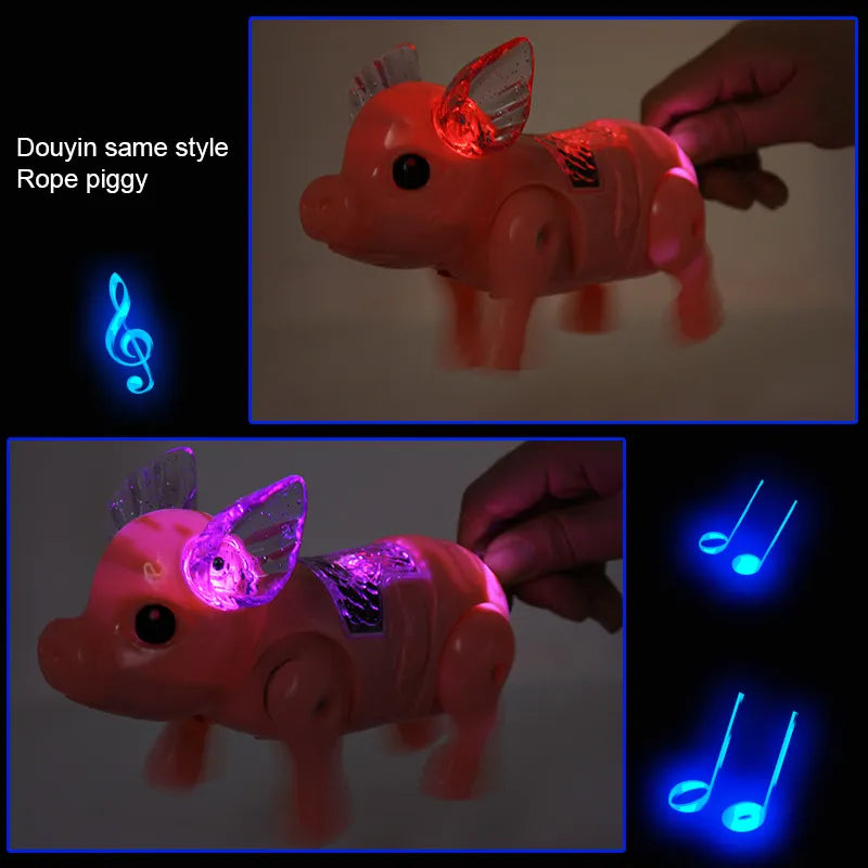 Celebrate Playtime: Interactive Pig Toy with Pulling Rope Fun!