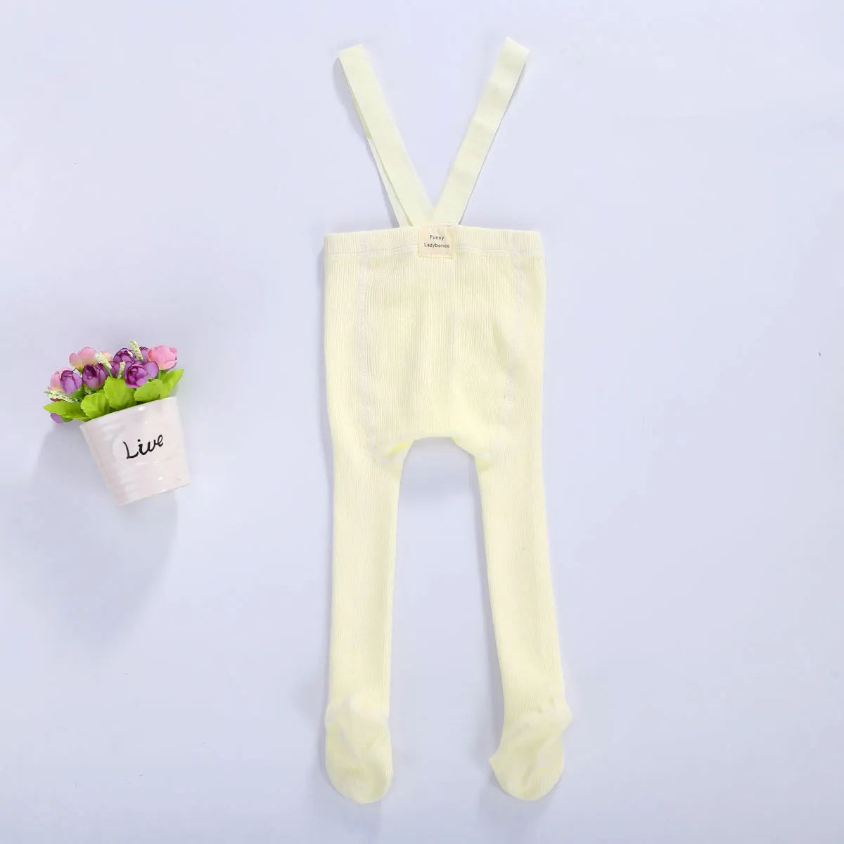 Infant Toddler Suspender Tights Pantyhose - Solid High Waist Overall Legging for Baby Girl Boy (0-24M)