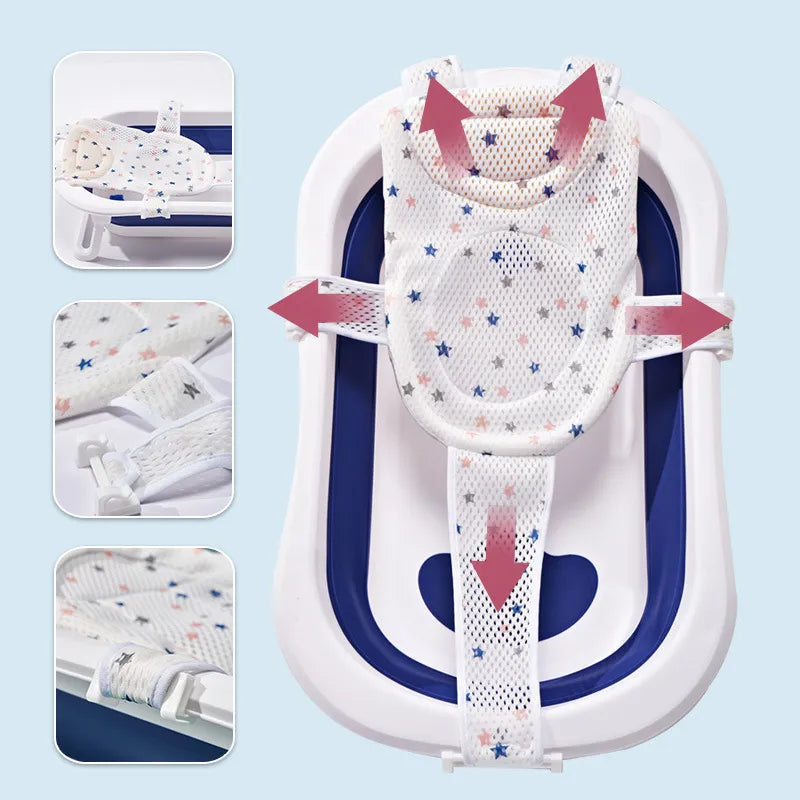 Adjustable Newborn Bathtub Pillow Seat Cushion - Cross-Shaped Anti-Slip Baby Bath Net Mat, Children Bathtub Shower Cradle Bed Seat