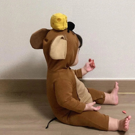 Cute Mouse Design Newborn Baby Bodysuit - Autumn/Winter Fashion for Baby Boys and Girls