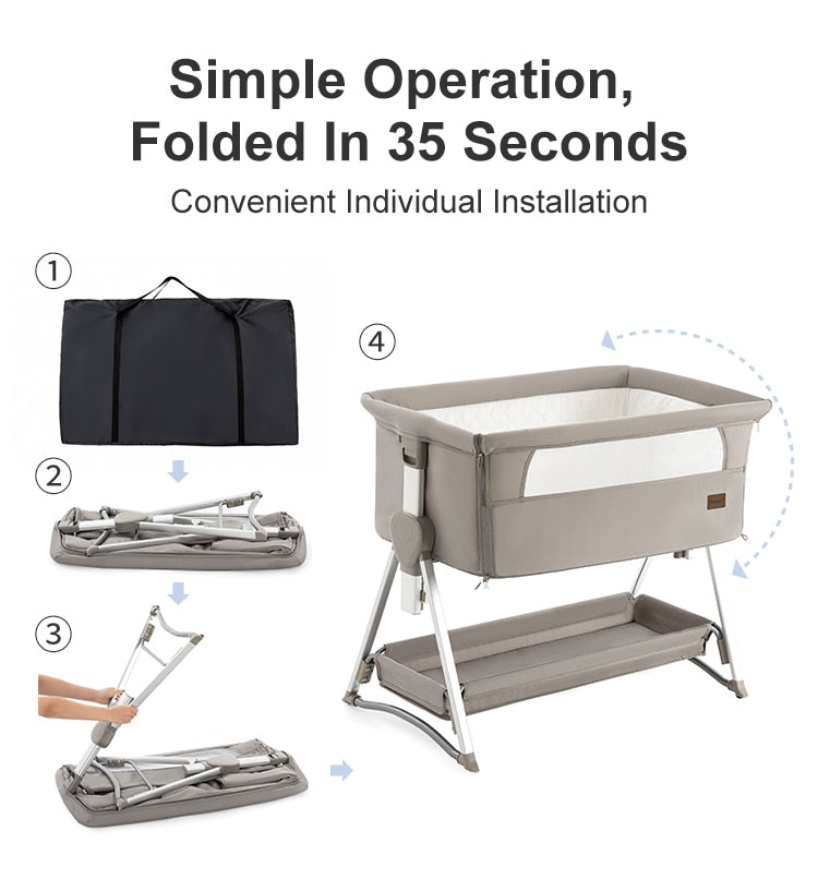 Luxury Newborn Crib: Portable Infant Bed for Travel - Unisex Metal Cradle from Mainland China