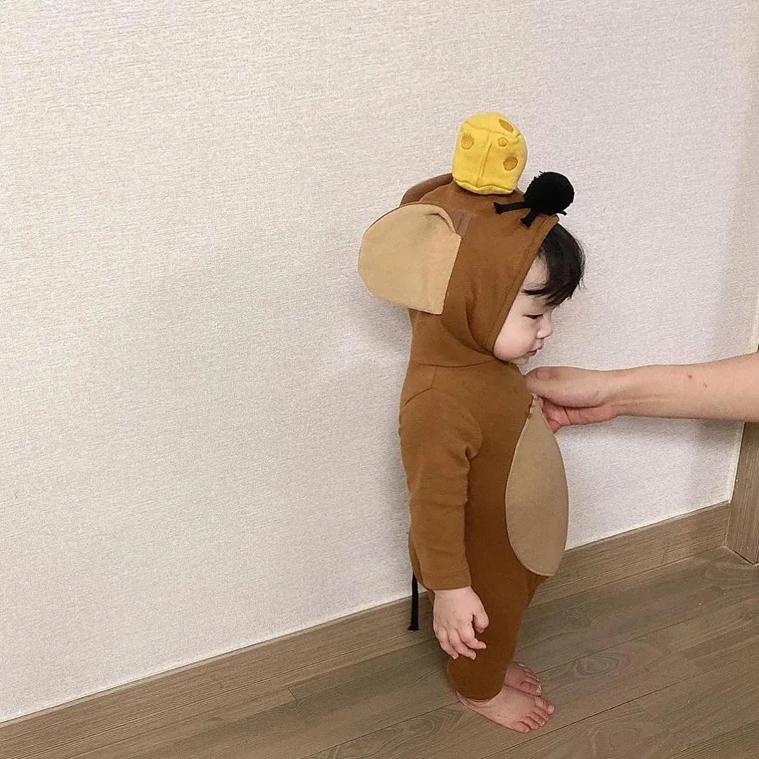Cute Mouse Design Newborn Baby Bodysuit - Autumn/Winter Fashion for Baby Boys and Girls