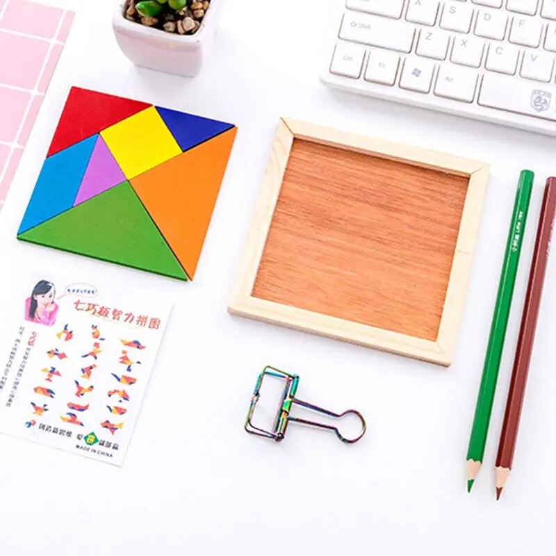 Tangram Puzzle: Wooden Brain Teaser Game for Ages 14+
