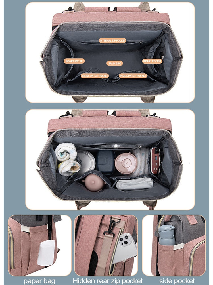 Large Capacity Lightweight Maternity Backpack with 12 Functions - Stylish Baby Diaper Bag and More