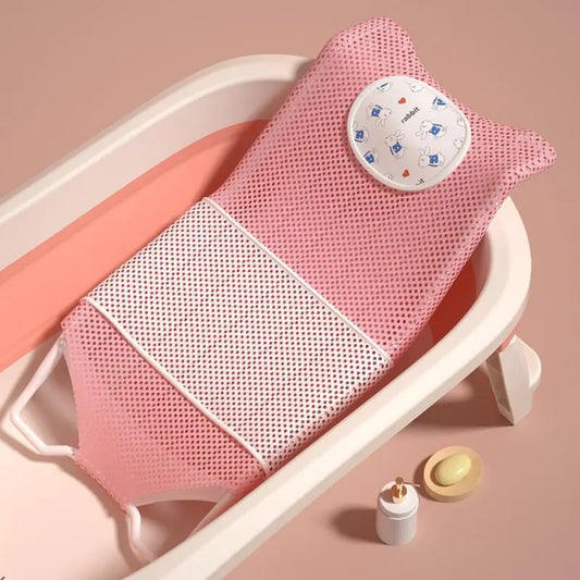 Non-Slip Baby Bathing Bracket with Arc Hook Design - Skin-Friendly - Cute Cartoon Style - 2 Colors - Complete 1 Set