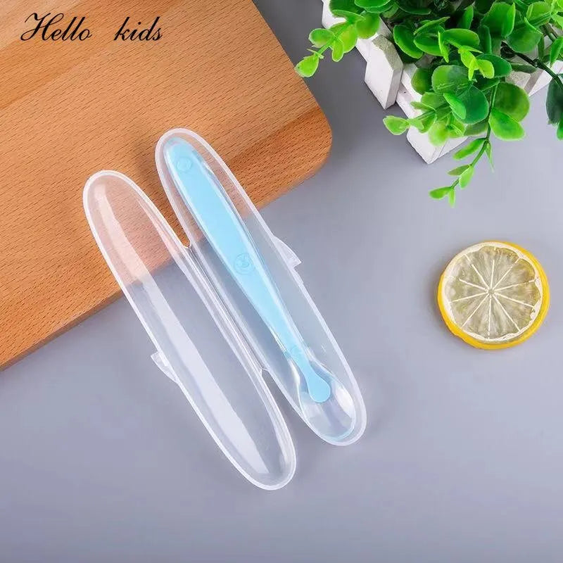 MOONBIFFY Silicone Spoon Set: Safe Self-Feeding Utensils for Babies