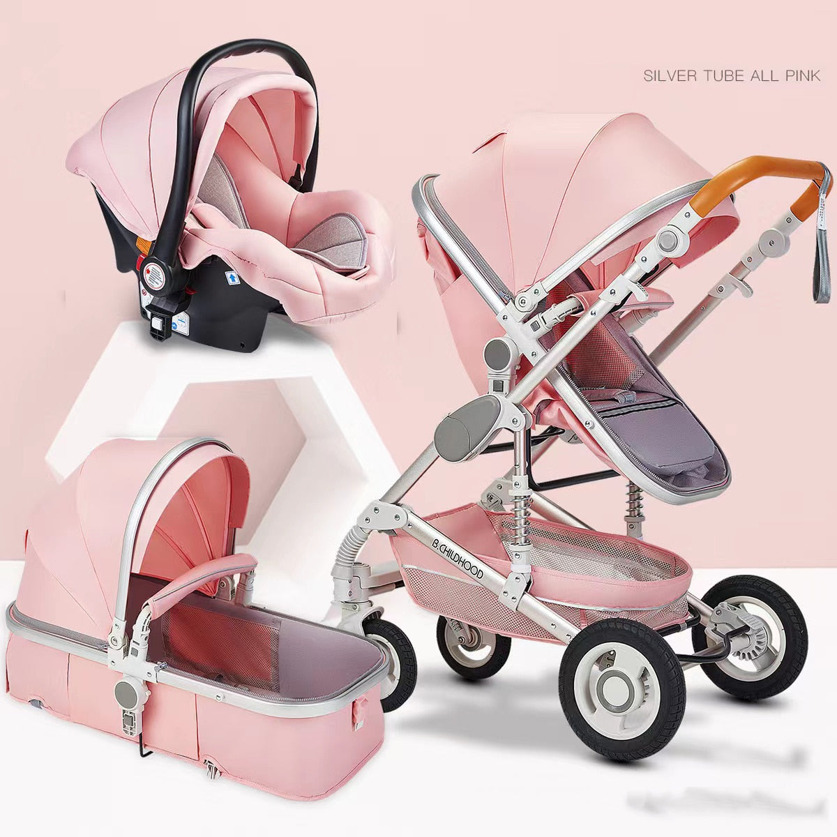 Warm House 3-in-1 Baby Stroller - Foldable, Travel-Friendly & Shock Absorbing