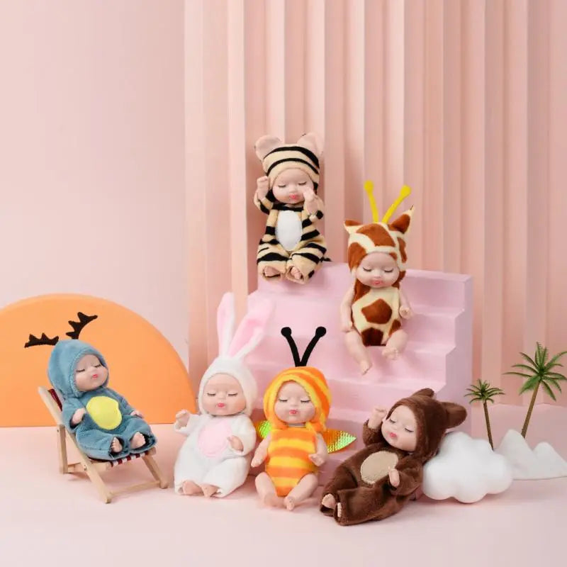 Discover the Charm: Animal Sleeping Dolls - 3.5-inch Mini PVC Baby Dolls