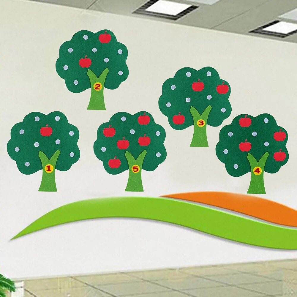 Kids Montessori Toys Educational DIY Weave Cloth Apple Tree Math Toys Learning Toys for Children Preschool Sensory Teaching Aids