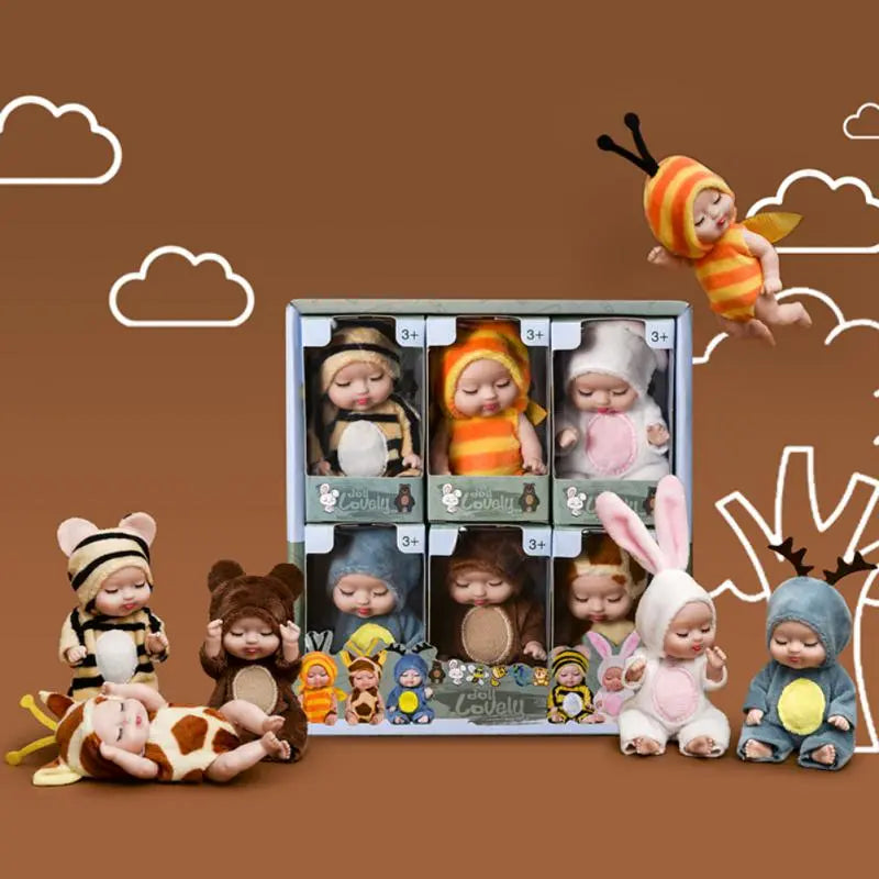 Discover the Charm: Animal Sleeping Dolls - 3.5-inch Mini PVC Baby Dolls