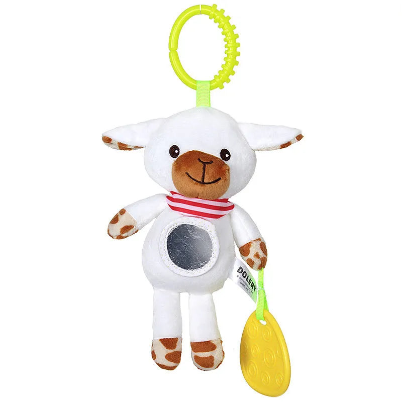 Soft Sensory Hanging Rattles - Plush Animals for Stroller, Crib, and Teething - Babies and Toddlers