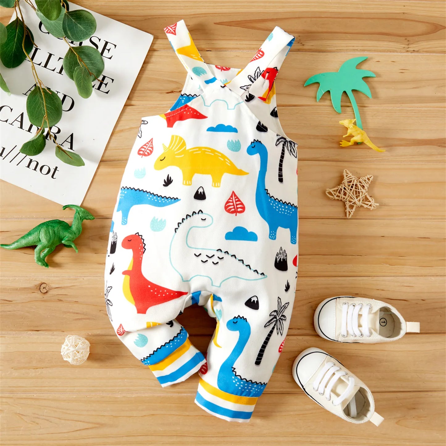 Infant Overalls - Dinosaur Print Baby Boy Jumpsuits for Newborns and Kids