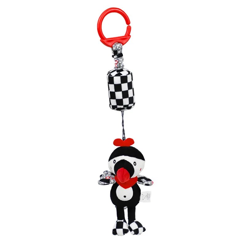 Soft Sensory Hanging Rattles - Plush Animals for Stroller, Crib, and Teething - Babies and Toddlers