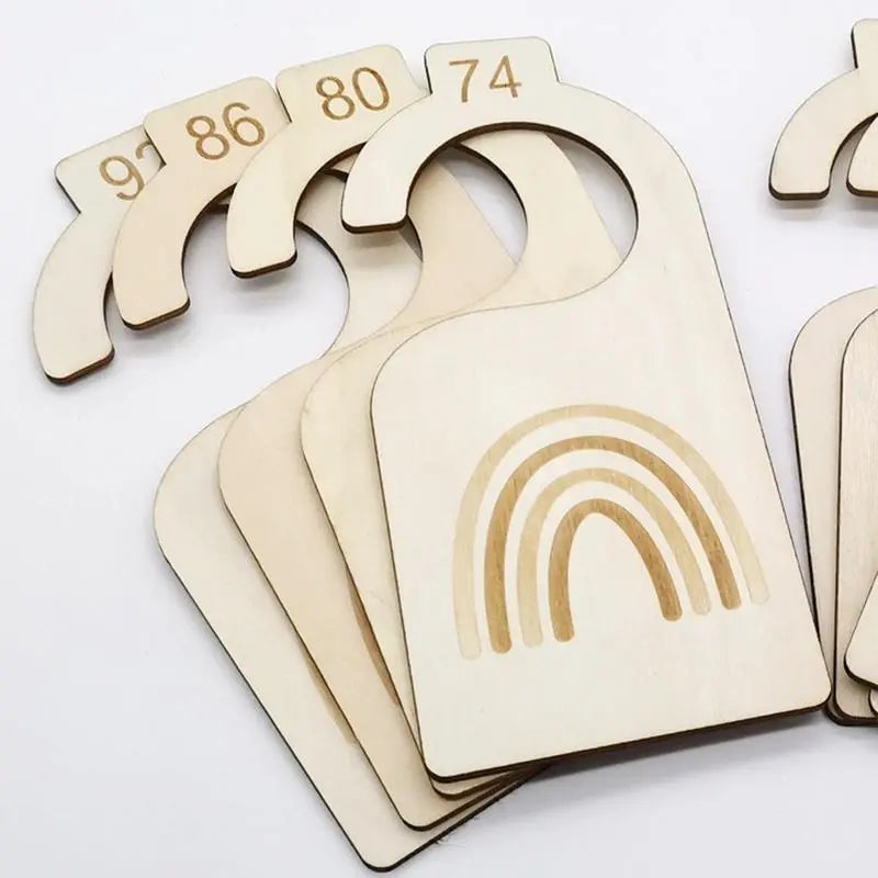 Wooden Baby Closet Dividers - Set of 8 Double-Sided Organizers for Adorable Nursery Clothes Labeling and Decoration