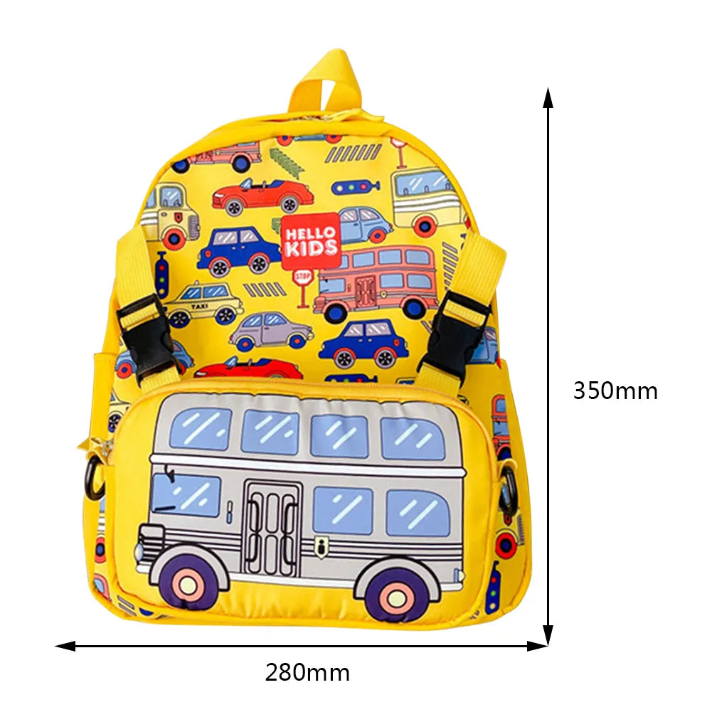 Preschool Toddler Backpack Cartoon Car Cute Children Schoolbag with Detachable Shoulder Bag