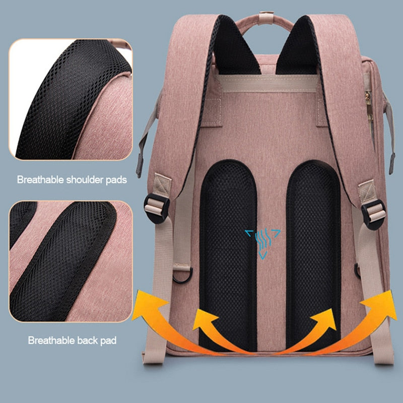 Large Capacity Lightweight Maternity Backpack with 12 Functions - Stylish Baby Diaper Bag and More