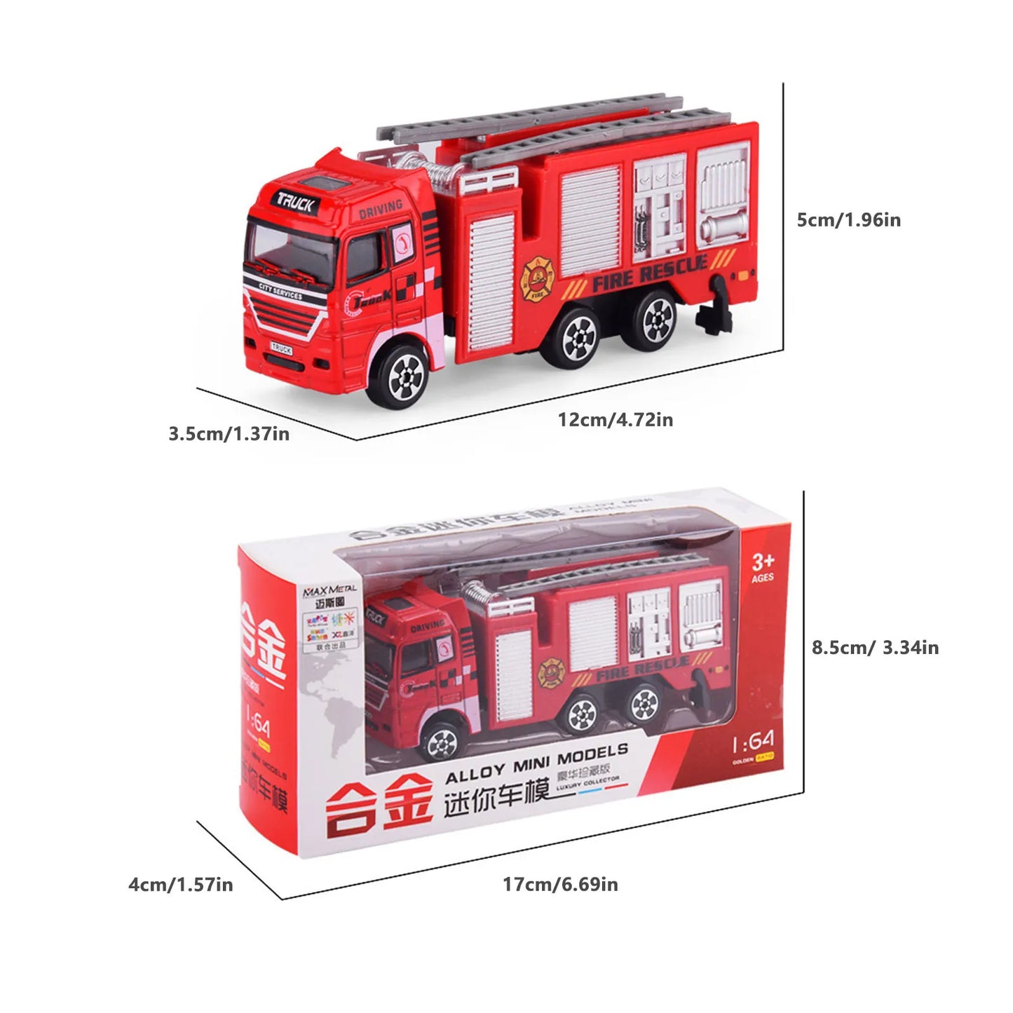 1:4 Scale Diecast Fire Truck Toy | Realistic Model from Mainland China