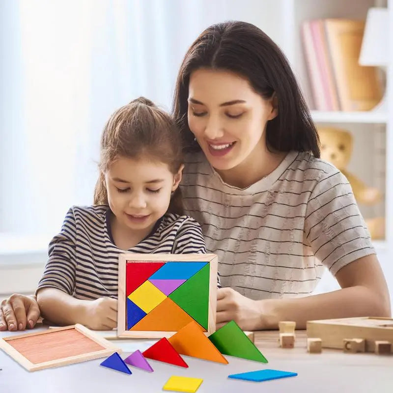 Tangram Puzzle: Wooden Brain Teaser Game for Ages 14+