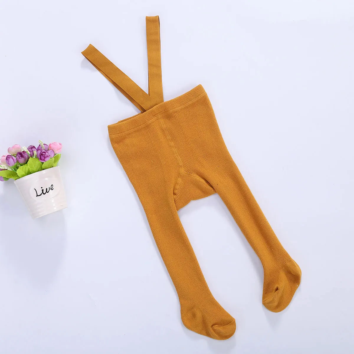 Infant Toddler Suspender Tights Pantyhose - Solid High Waist Overall Legging for Baby Girl Boy (0-24M)